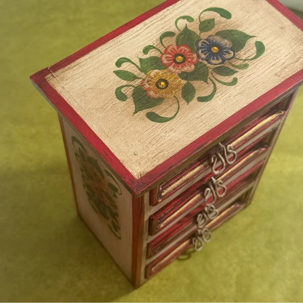 Handcrafted Wooden Jewelry Box with Floral Design